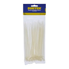 Cinchos plasticos 100 x 2.5 mm , tension 8 Kg de 100 piezas, color natural Surtek 114200
