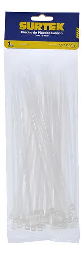 Cinchos plasticos 150 x 36 mm tension 18 Kg de 50 piezas color natural Surtek 114204