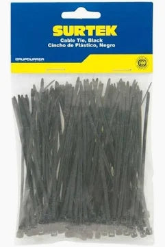 Cinchos plasticos 150 x 36 mm tension 18 Kg de 50 piezas color negro Surtek 114205