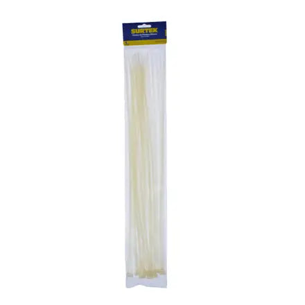 Cinchos plasticos 450 x 4.8 mm , tension 27 Kg de 25 piezas color blanco Surtek 114216