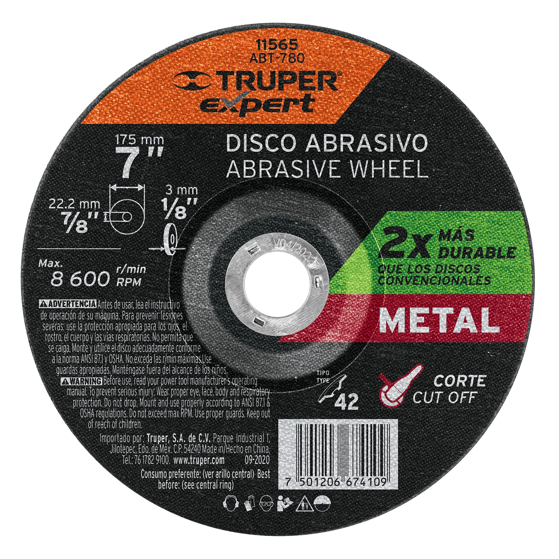Disco Tipo 42 De 7 X 3.2mm Corte Metal ABT-780 Truper 11565