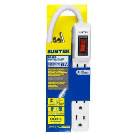 Multicontacto 4 entradas cable 30 cm Surtek 136200