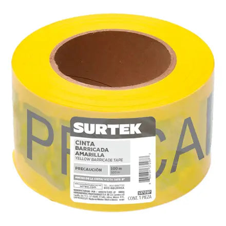 Cinta para barricada PRECAUCION ancho 3 de 100 m Surtek 137297