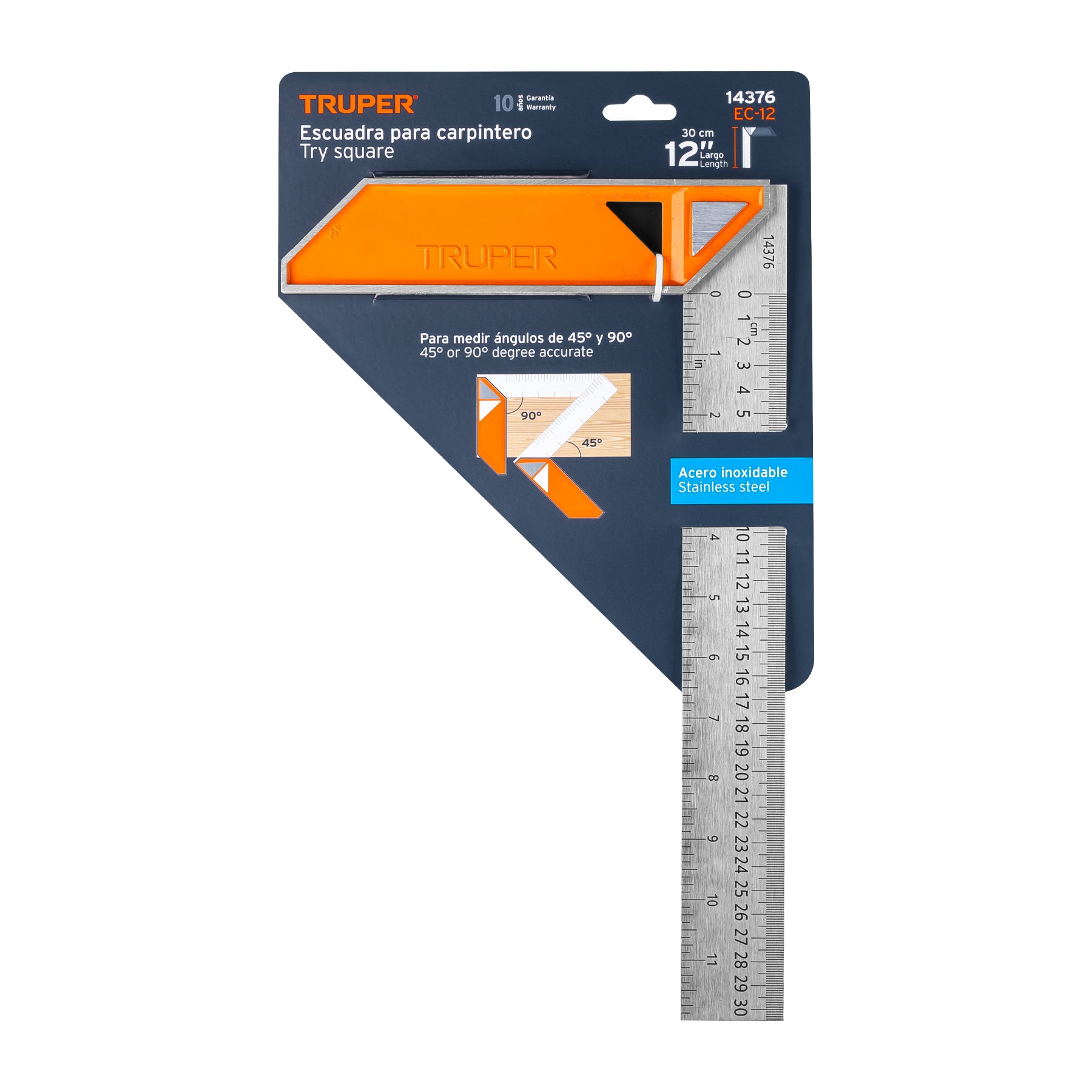 Escuadra 12 para carpintero con mango 100% de aluminio EC-12 Truper 14376