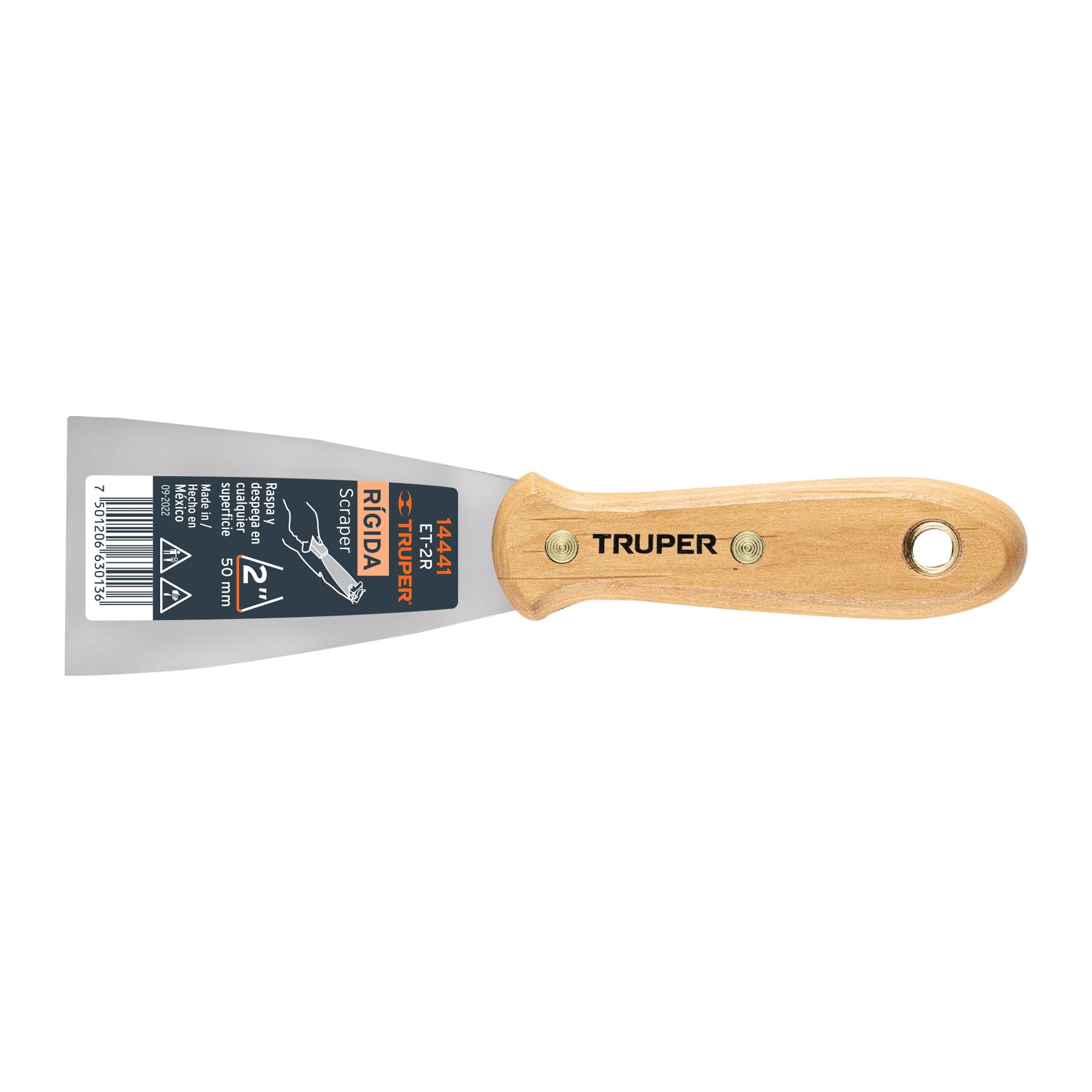 Espátula rígida 2 con mango de madera, ET-2R Truper 14441