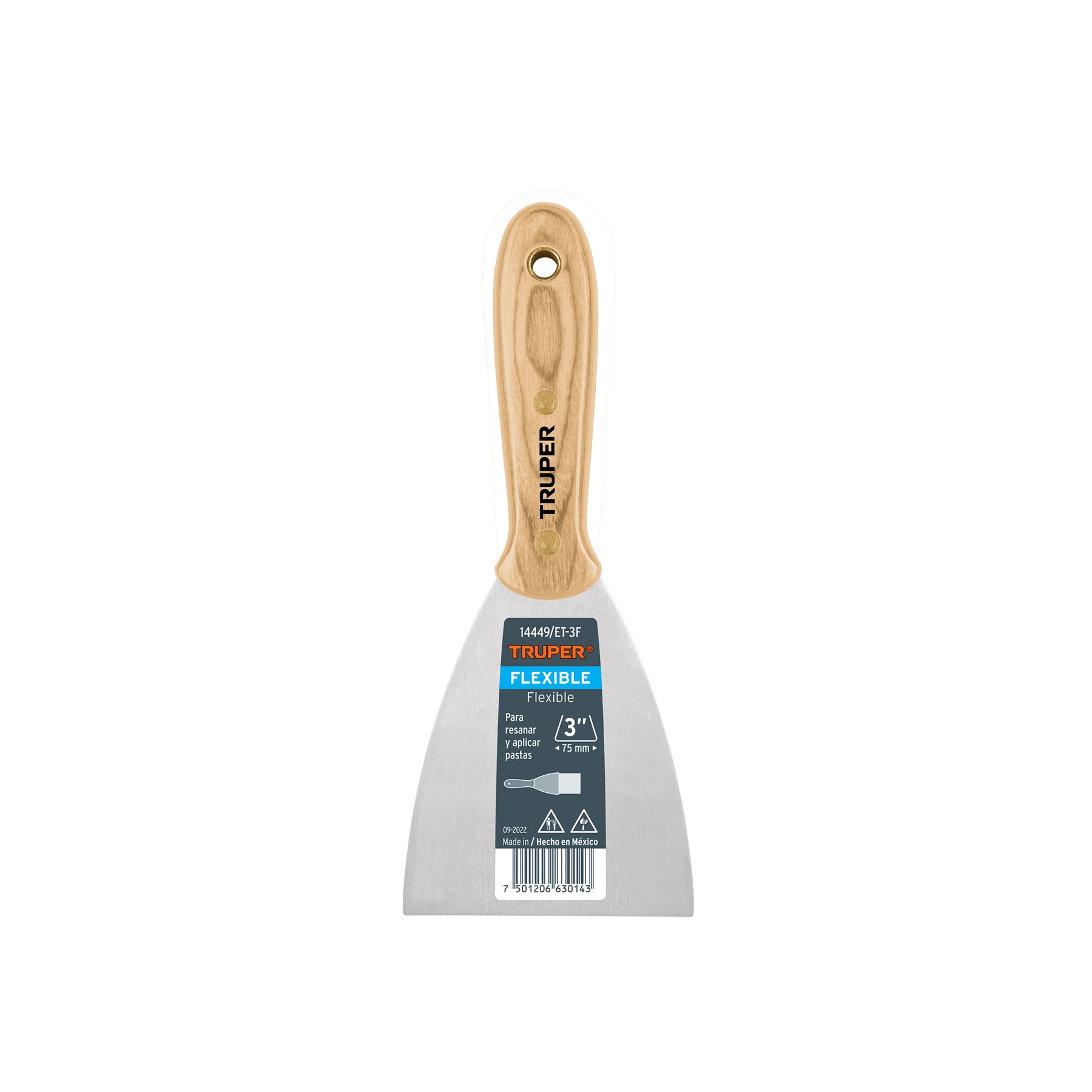 Espátula flexible 3 con mango de madera, ET-3F Truper 14449