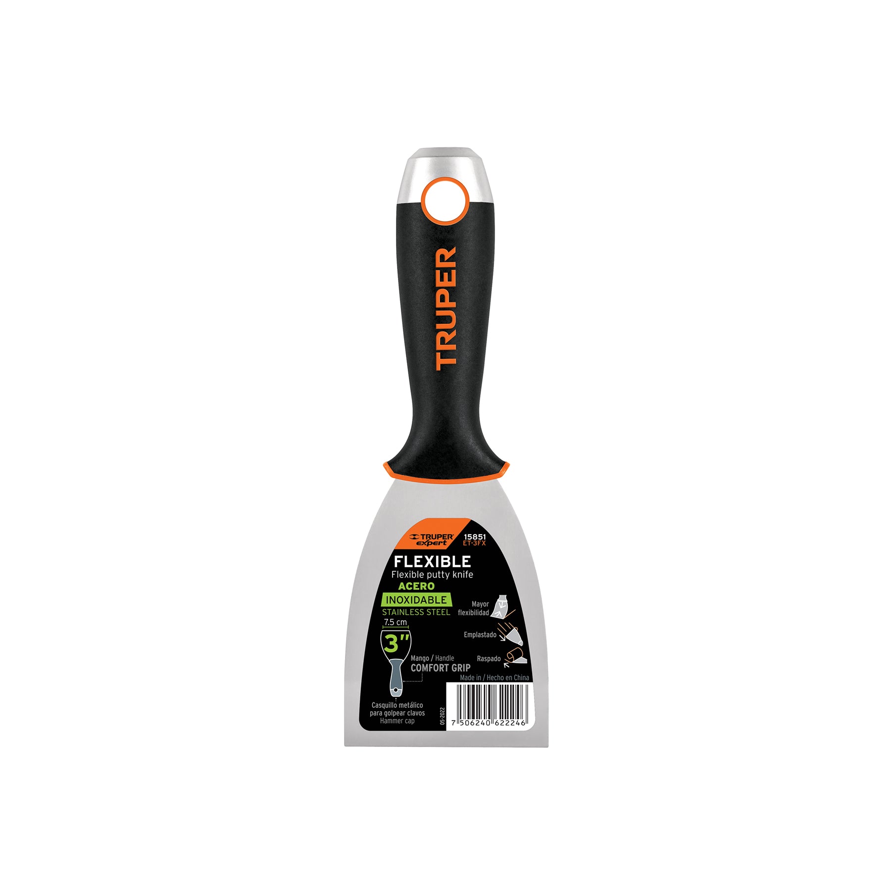 Espátula flexible 3 acero inox. mango Comfort Grip, Expert ET-3FX ruper 15851