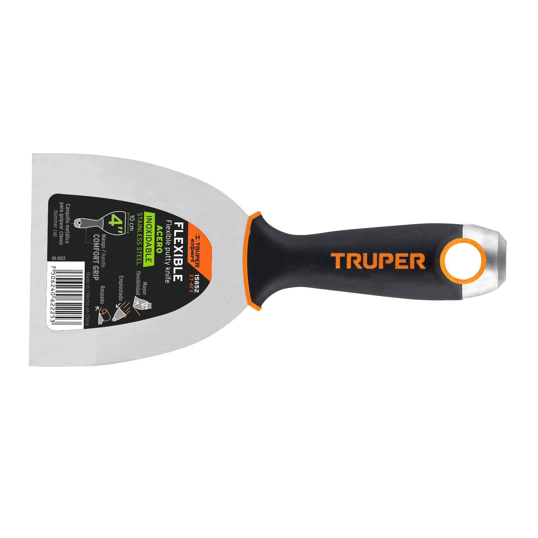 Espátula flexible 4 acero inox. mango Comfort Grip, Expert ET-4FX Truper 15852