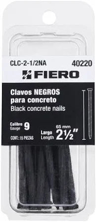 Blíster con 15 clavos negros para concreto 2-1/2, Fiero 40220 CLC-2-1/2NA