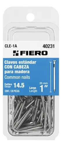 Blíster con 130 de clavo estándar 1 con cabeza, Fiero 40231 CLE-1A