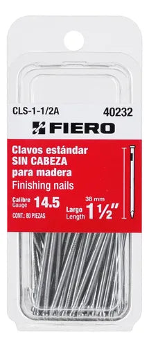 Blíster con 80 clavos estándar 1-1/2 sin cabeza, Fiero 40232 CLS-1-1/2A