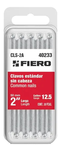 Blíster con 30 clavos estándar 2 sin cabeza, Fiero 40233 CLS-2A