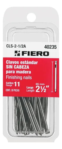 Blíster con 20 clavos estándar 2-1/2 sin cabeza, Fiero 40235 CLS-2-1/2A