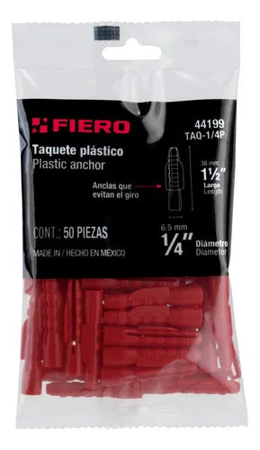 Bolsa de 50 taquetes de plastico 1/4 44199 TAQ-1/4P