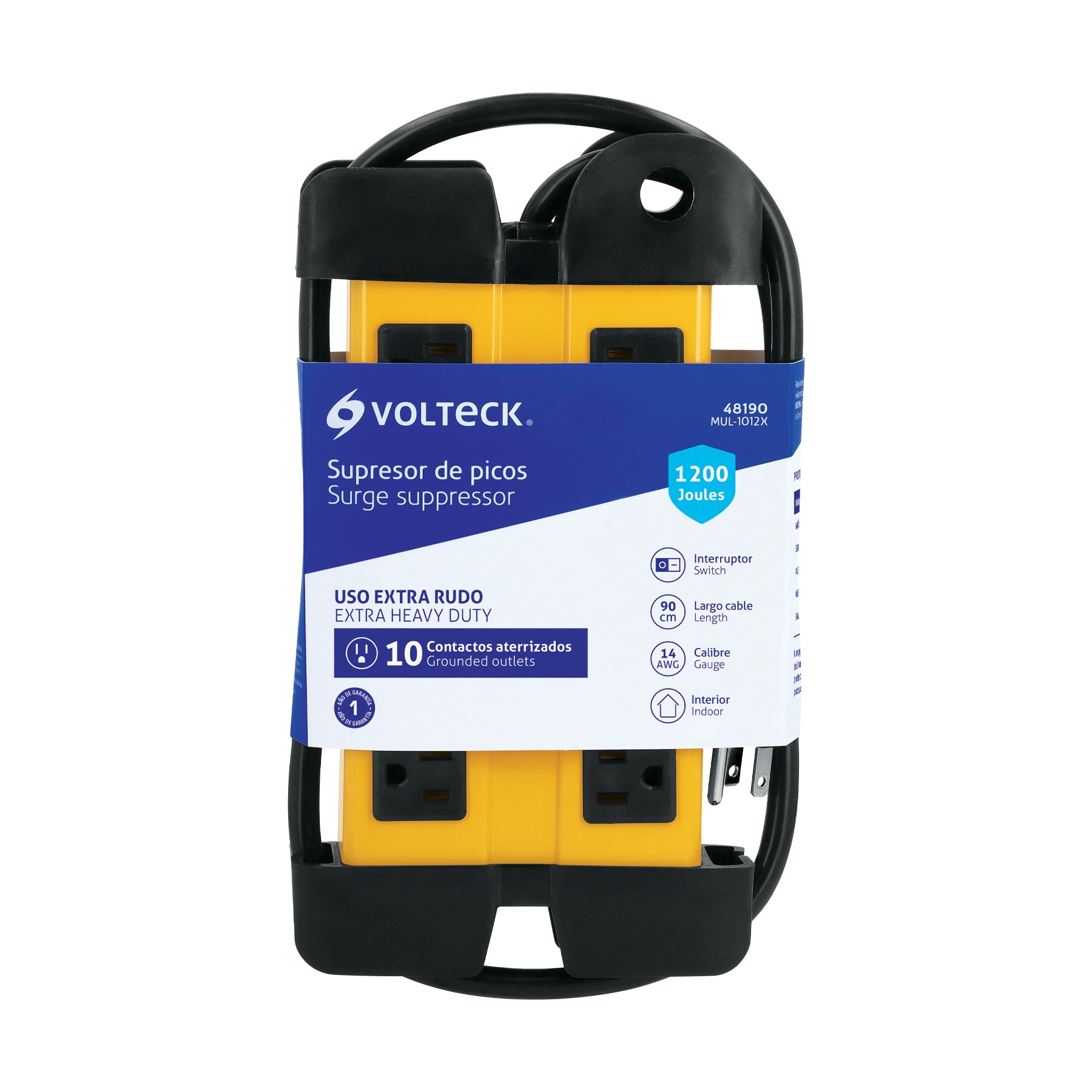 Multicontacto 14 AWG industrial supresor picos 10 entradas MUL-1012X Volteck 48190