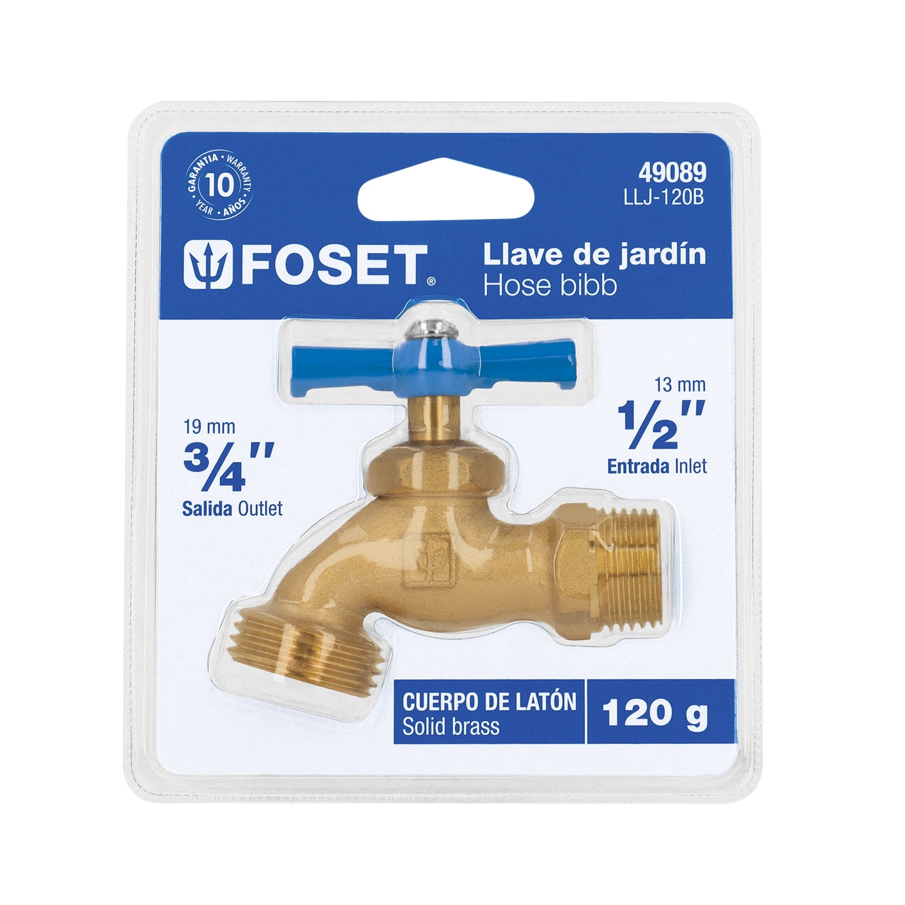 Llave para manguera, de latón, 120 g 1/2, en blíster, Foset LLJ-120B