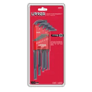 Juego de 13 llaves hexagonales tipo L, en pulgadas Urrea 4972R