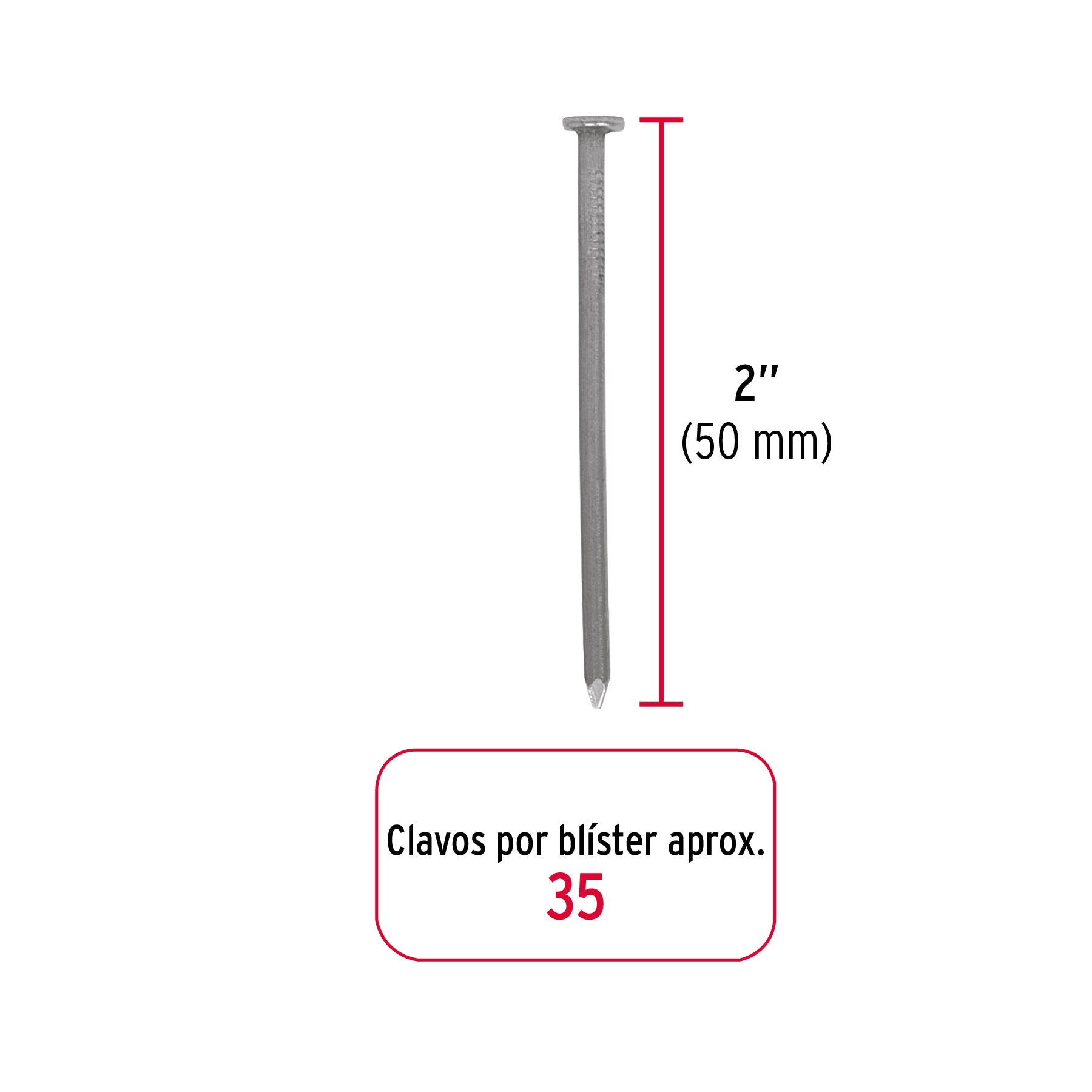 Blíster con 35 clavos estándar 2 con cabeza, Fiero 40230 CLE-2A