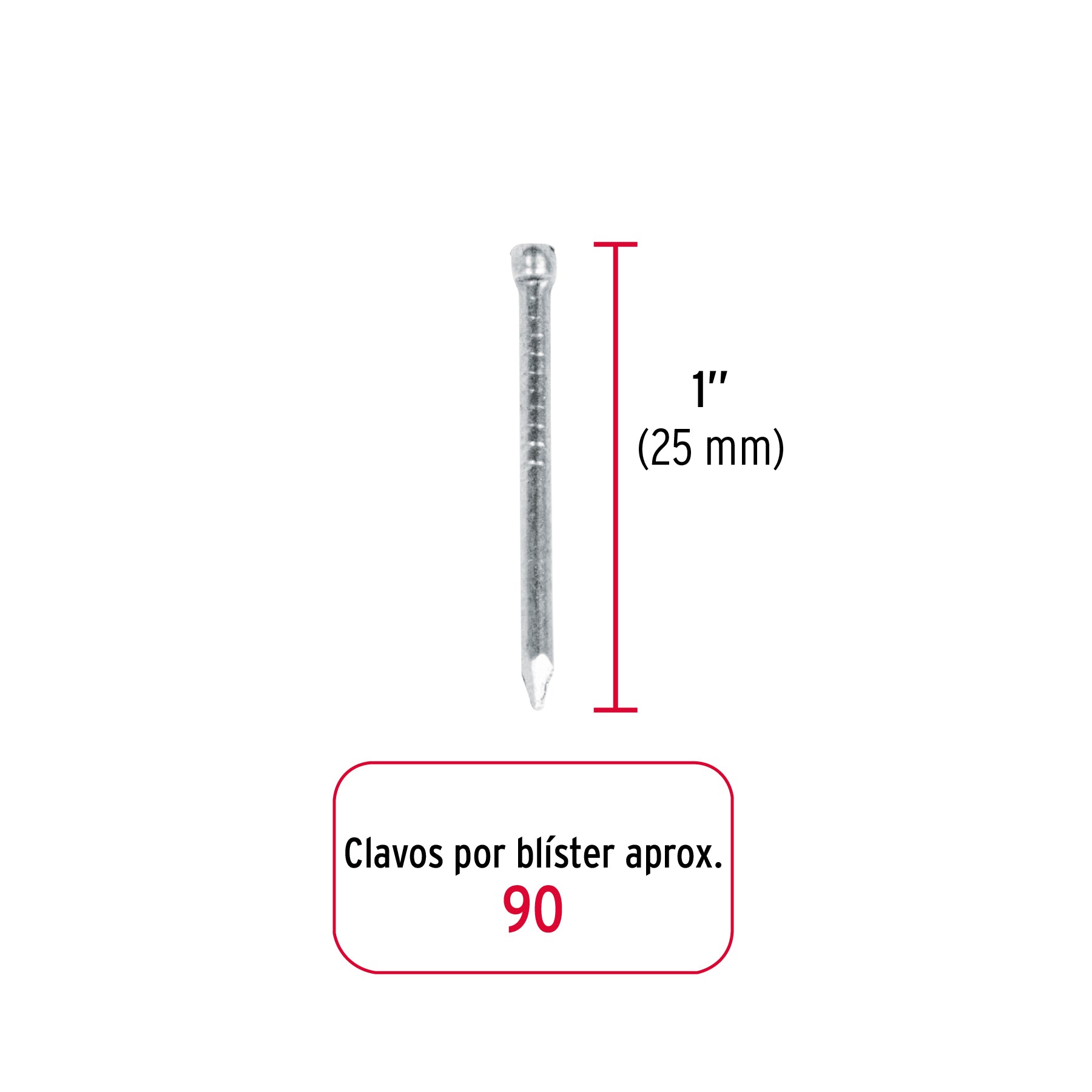 Blíster con 90 clavos estándar 1 sin cabeza, Fiero 40234 CLS-1A