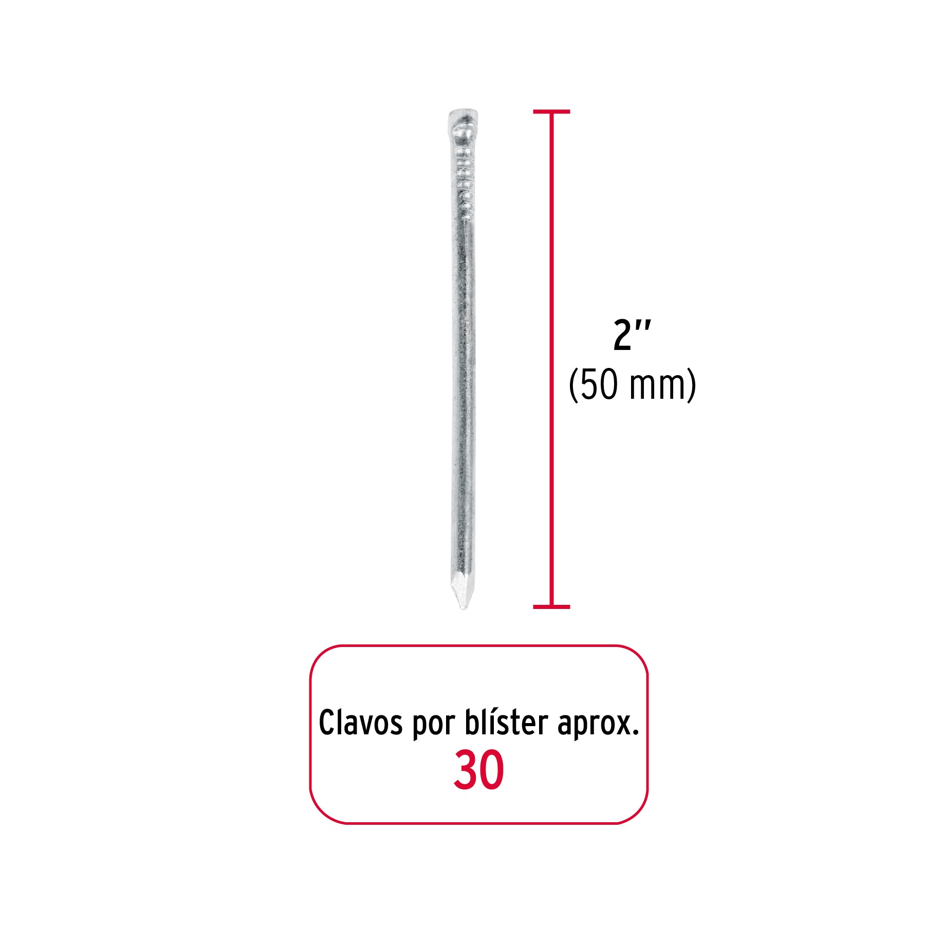 Blíster con 30 clavos estándar 2 sin cabeza, Fiero 40233 CLS-2A