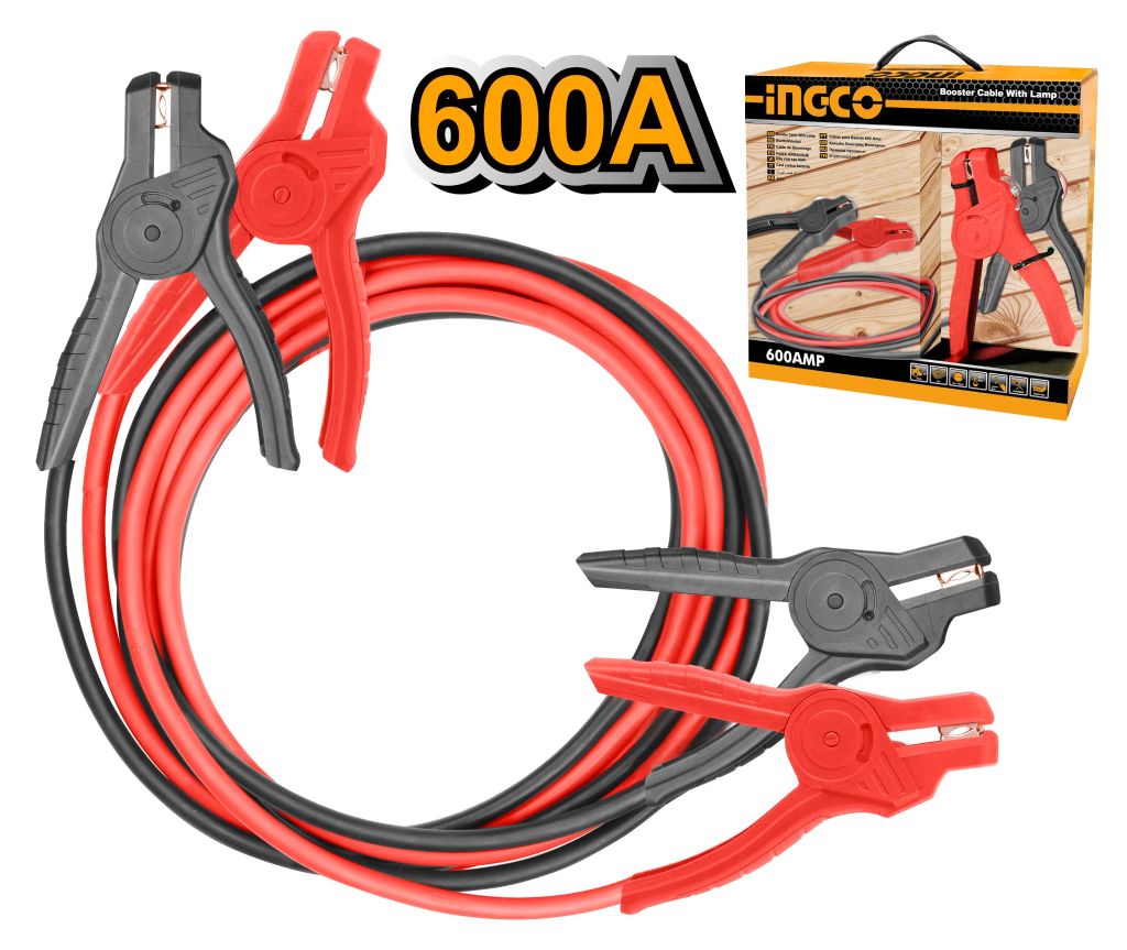 Cable Booster 600 Amp con lámpara LED 18x11cm Ingco HBTCP6008L