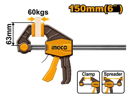 Prensa de barra rápida 63x150mm Ingco HQBC01601