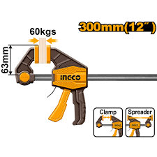 Prensa de barra rápida 63x300mm Ingco HQBC01602