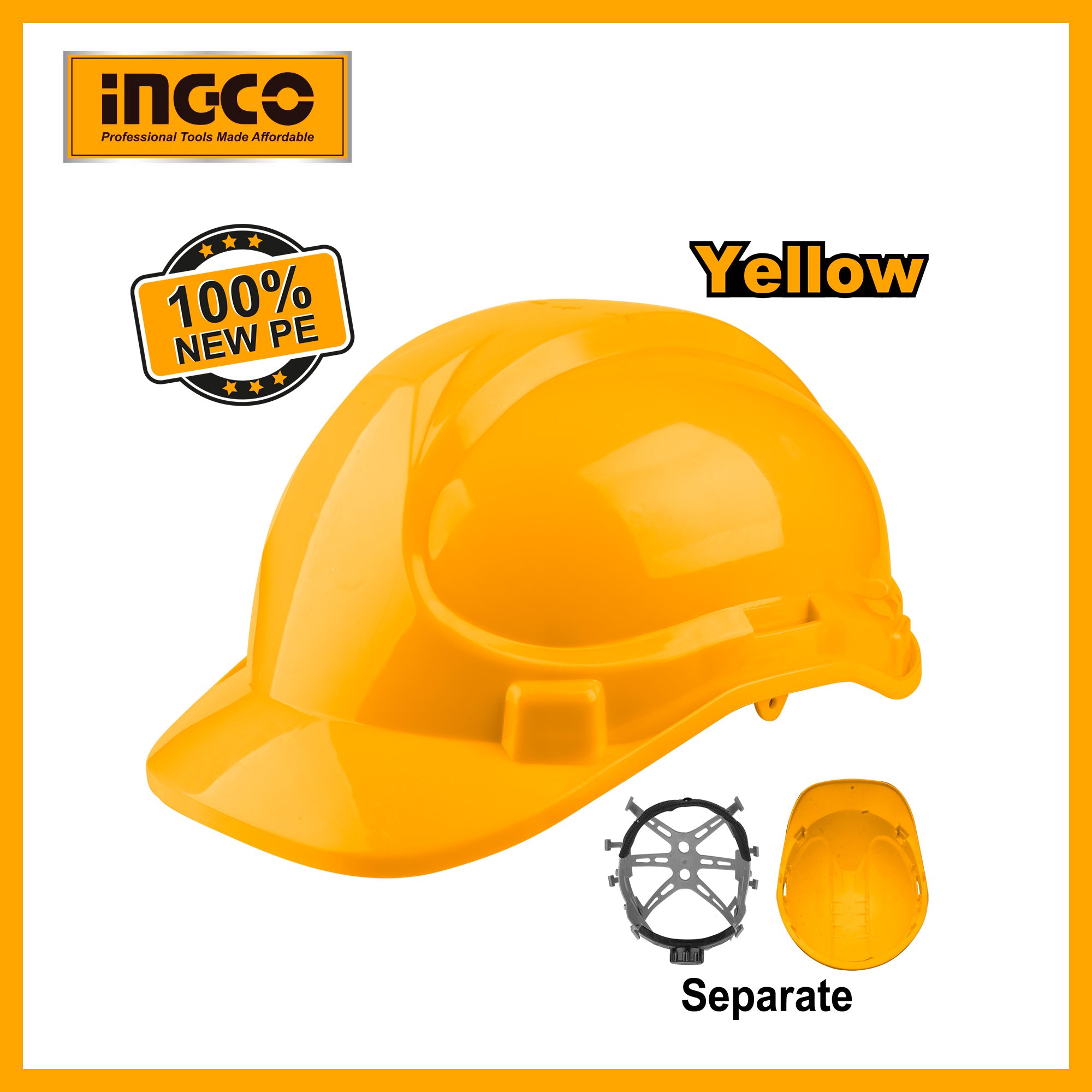Casco de seguridad amarillo Ingco HSH206