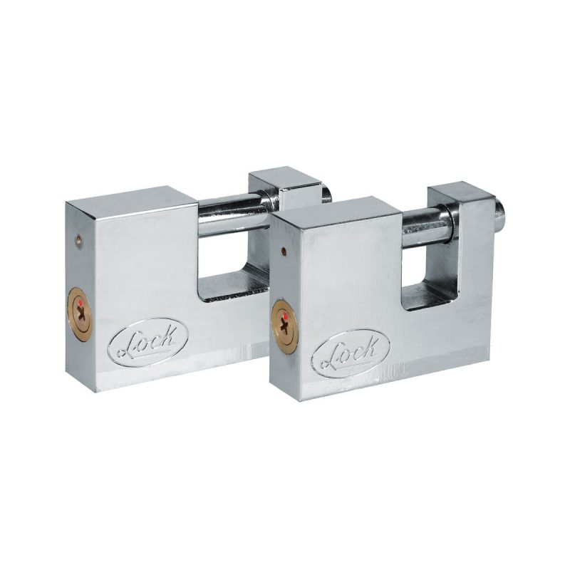 Juego de 2 candados para cortina 80 mm cromo satinado llave estandar Lock J2CC