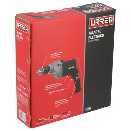Taladro eléctrico uso extra pesado 3/8" potencia 450 W Urrea TE938