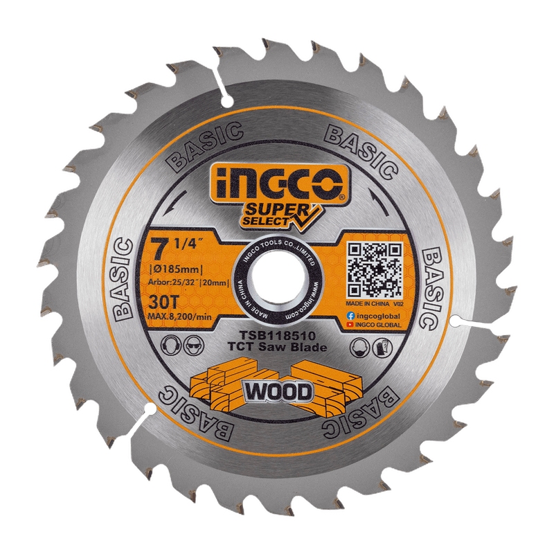 Hoja de sierra circular TCT 7 1/4 30 dientes 2pcs/set Ingco TSB118510